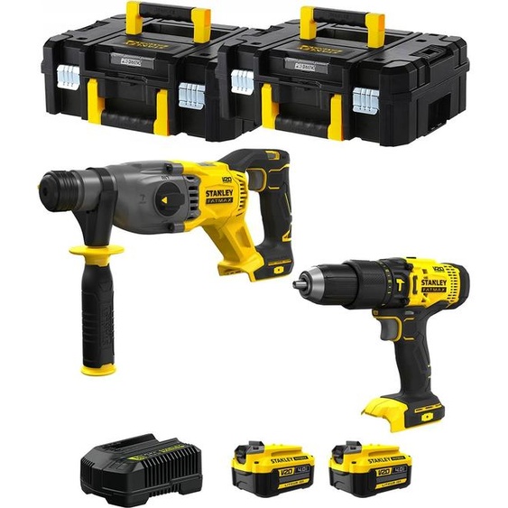 STANLEY FatMax Kit SVK201 (SFMCH900 + SFMCD711 + 2 x 4.0 Ah + Ladegerät + 2 x TSTAK II)