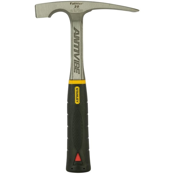 STANLEY Maurerhammer Antivibe (poids de la tête : 570 g, avec système dabsorption des vibrations, manche en acier, poignée en caoutchouc thermoplastique) - référence : 1-54-022