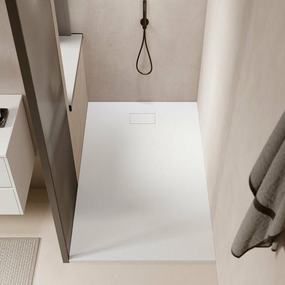 Stano. - Receveur de douche 90 x 160 cm extra plat piatto en SoliCast® surface ardoisée blanc