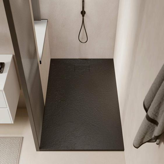 Stano. - Receveur de douche 90 x 160 cm extra plat piatto en SoliCast® surface ardoisée noir
