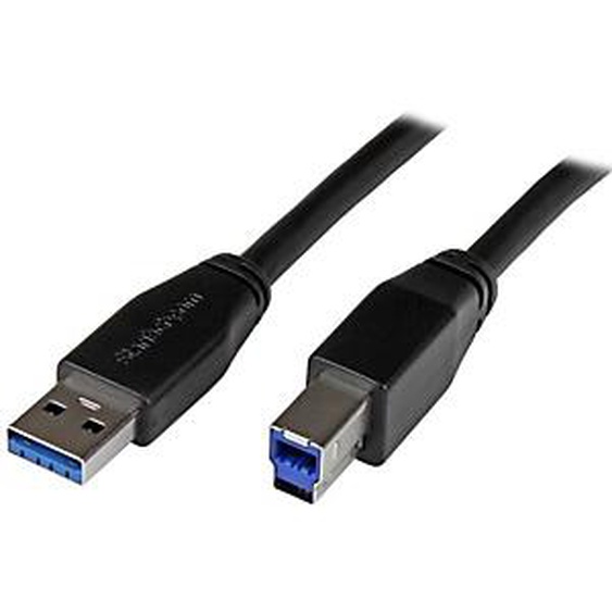 StarTech.com Câble USB 3.0 actif USB-A vers USB-B de 5 m - M/M, 5 m, USB A, USB B, USB 3.2 Gen 1 (3.1 Gen 1), Mâle/Mâle, Noir USB3SAB5M