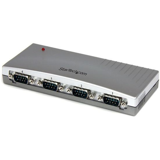 StarTech.com Hub série RS232 à 4 ports - Adaptateur USB vers 4x DB9 RS232 alimenté par bus, USB, Série, Argent, Plastique, CE, FCC, RoHS, 1 W ICUSB232