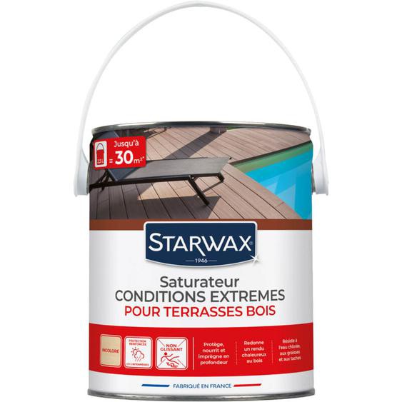 Starwax - Saturateur haute protection pour terrasses en bois teinte incolore 2,5L