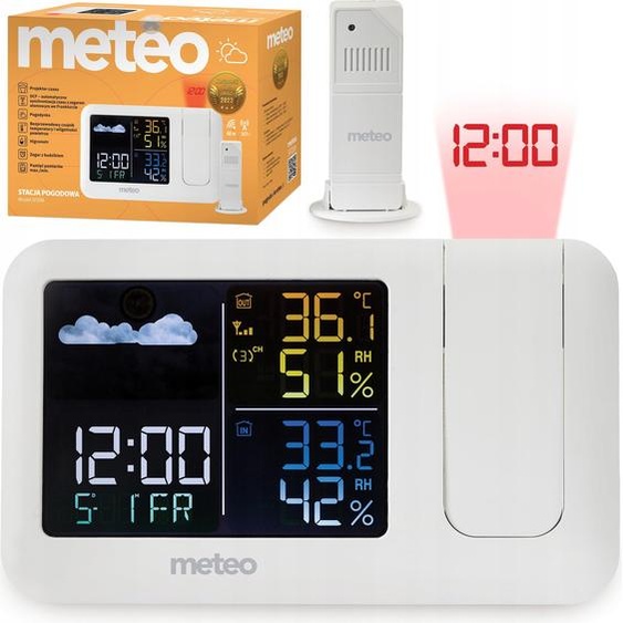 Station Météo Avec Dcf Meteo Sp208 Affichage Météo Projecteur Laser Capteur Extérieur
