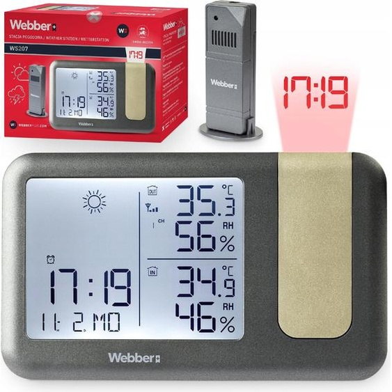 Station Météo Avec Dcf Meteo Webber Ws207 Affichage Météo Projecteur Laser