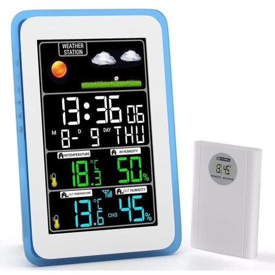 Station météo avec écran couleur - Appareil multifonctionnel avec réception sans fil - Convient pour les prévisions météorologiques, la surveillance de la température intérieure et extérieure et de lhumidité - H173G