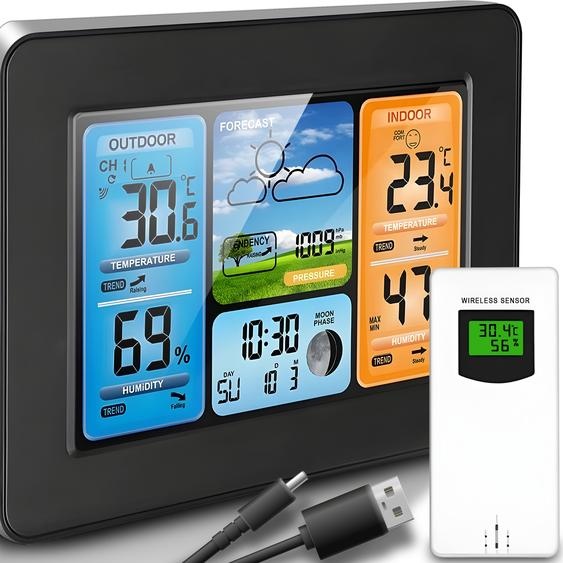 Station météo avec écran couleur LCD Température Humidité Station météo sans fil Station météo avec écran couleur Station météo sans fil Retoo