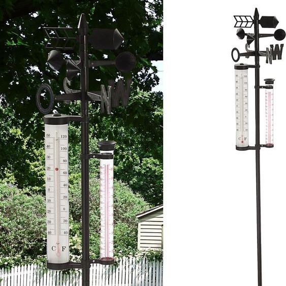 Station météo de jardin Baromètre Pluviomètre Thermomètre Vitesse du vent 150cm
