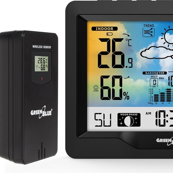 Station météo écran couleur Horloge Température intérieure Température extérieure Prévisions météo