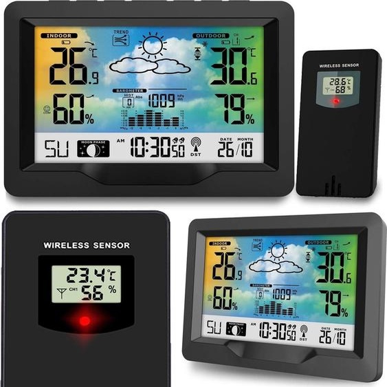 Station météo noire avec écran BD-901