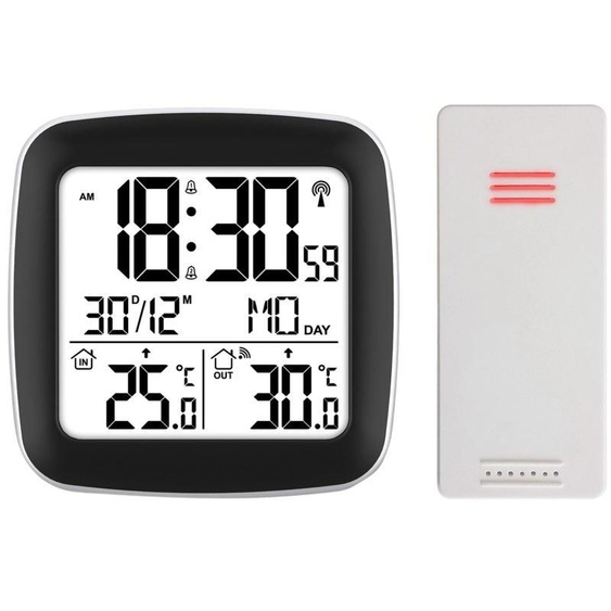 Station météo numérique avec écran Thermomètre Capteur extérieur BD-903 Argent