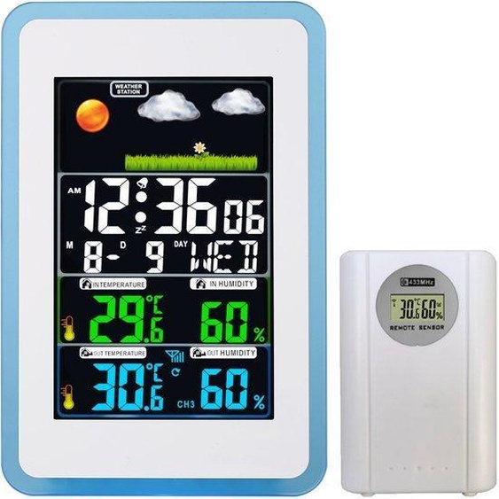 Station météo sans fil - Station météo dintérieur et dextérieur - Thermomètre dintérieur/dextérieur, hygromètre, baromètre - Dix fonctions en un seul appareil