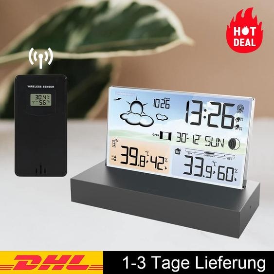 Station météo Thermomètre sans fil intérieur-extérieur avec horloge atomique