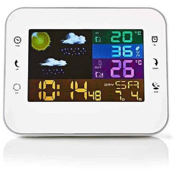 Station météorologique - Intérieur et extérieur - Capteur météo sans fil inclus - Prévisions météorologiques - Affichage de lheure - Écran LCD couleur - Fonction réveil