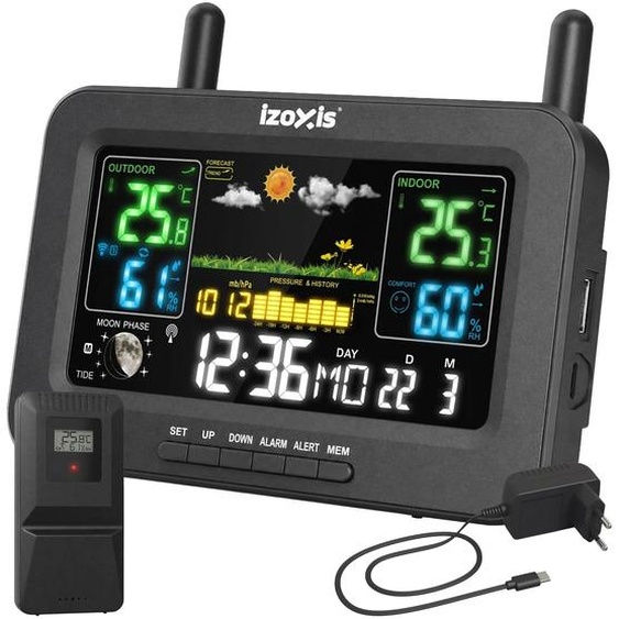 Station météorologique Izoxis 27746, dimensions : 16 × 13 × 5 cm