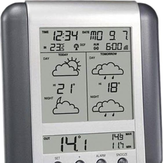 Station Meteotronic,2 jours de prévisions météo,gris argenté,émetteur extérieur inclus
