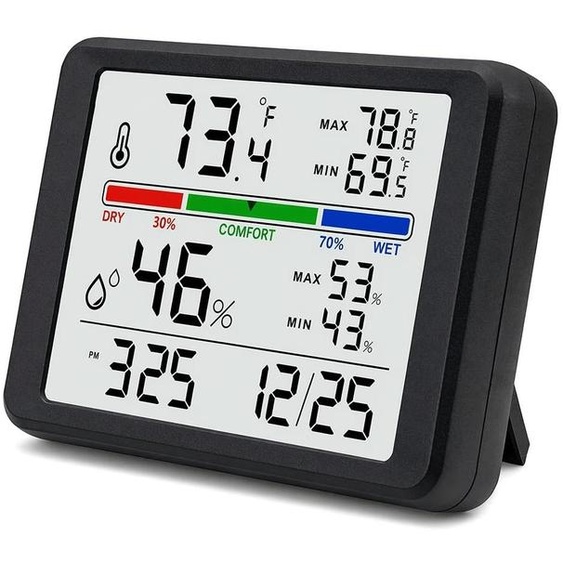 Station thermo-hygrométrique – hygromètre et thermomètre numériques, couleur noire