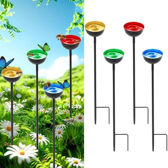 Stations dabreuvement pour abeilles, lot de 4, poteaux en métal colorés, 63,5 cm