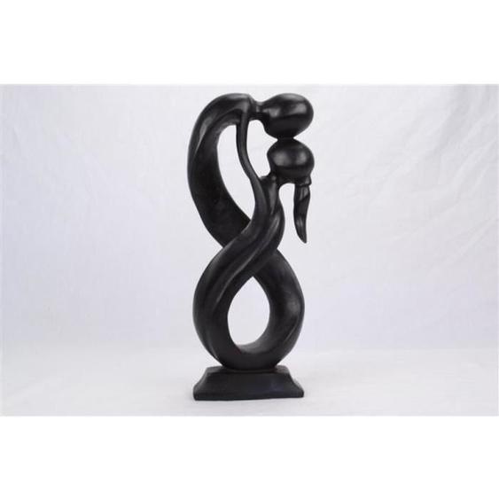 Statue abstraite - Union Infinie - Bois massif - H 20 cm - Noir - Décoration intérieure