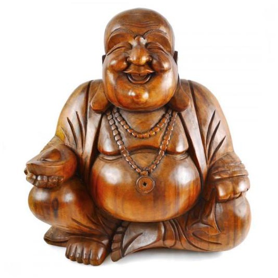 Statue - Bouddha - Rieur - Bois de Suar - H50cm - Marron - Ethnique