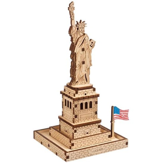 Statue De La Liberté – Maquette En Bois À Construire, Puzzle 3d Emblématique De New York Brown