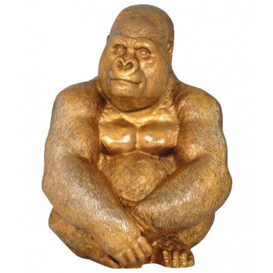 Statue design gorille aluminium doré - Charly