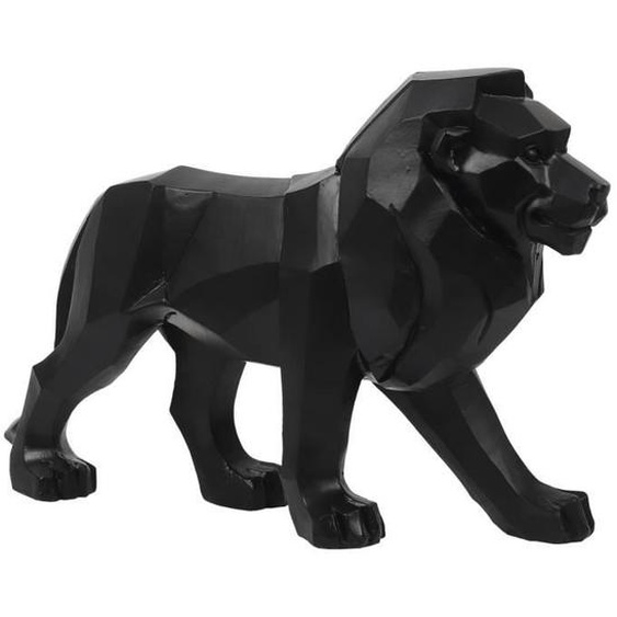 Statue Lion Origami Noir en Polyrésine / Dimensions : 36 x 23 cm