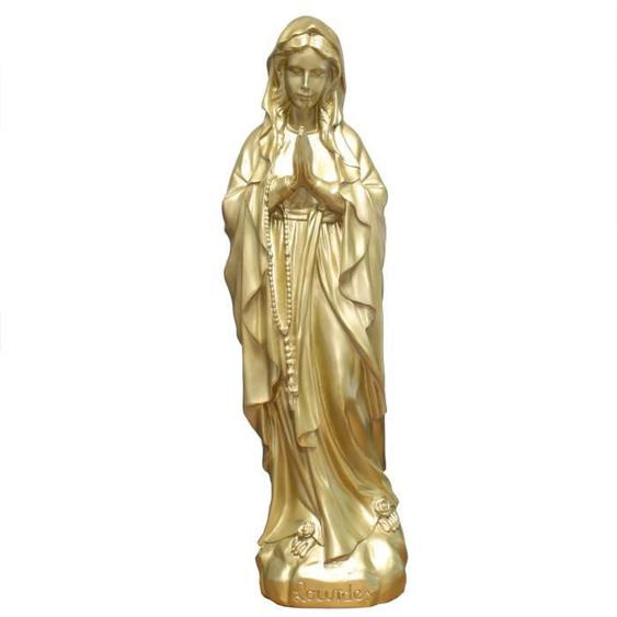 Statue Notre Dame de Lourdes or en résine 80 cm - Palais du Rosaire - Classique - Intemporel - Jaune - Mixte