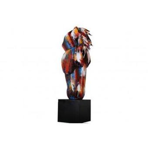 Statue - SOCADIS - Tête de cheval multicolore - Métal - 70 cm - Design contemporain
