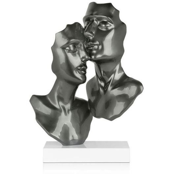 Statue - World Art - Amants - Résine effet métal - Socle en marbre - H57 x L42 x S16 cm