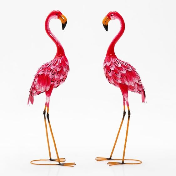 Statues de flamants roses de jardin - Métal - Lot de 2 - Pour lextérieur - Décoration détang