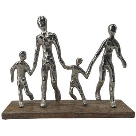 Statuette 4 personnages, aluminium martelé -