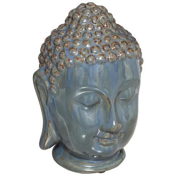 Statuette Bouddha, céramique, bleu H25 cm
