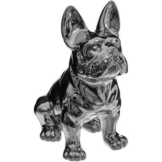Statuette Bulldog, céramique, argent, H12 cm