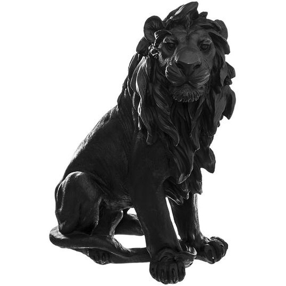 Statuette Lion, résine, noir et blanc, H31,5 cm