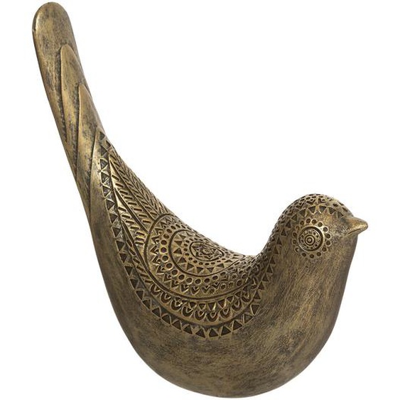 Statuette Oiseau, résine, doré, H17 cm