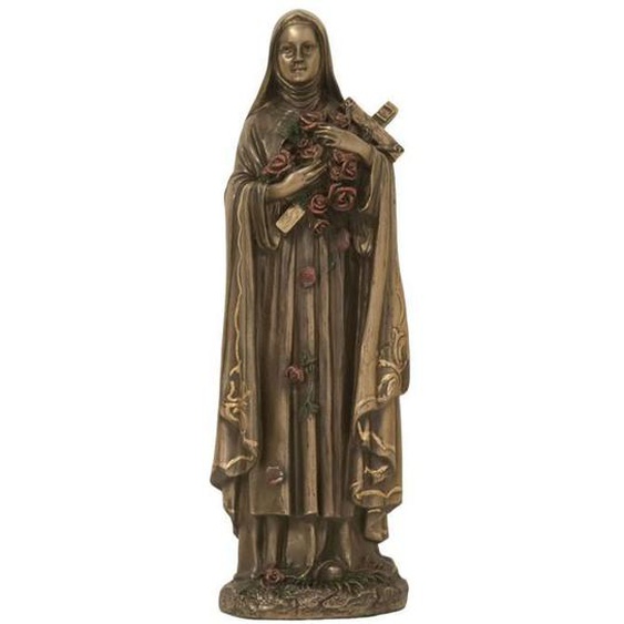 Statuette - Sainte Therese - Bronze - Hauteur 20 cm - Largeur 7 cm - Profondeur 5 cm