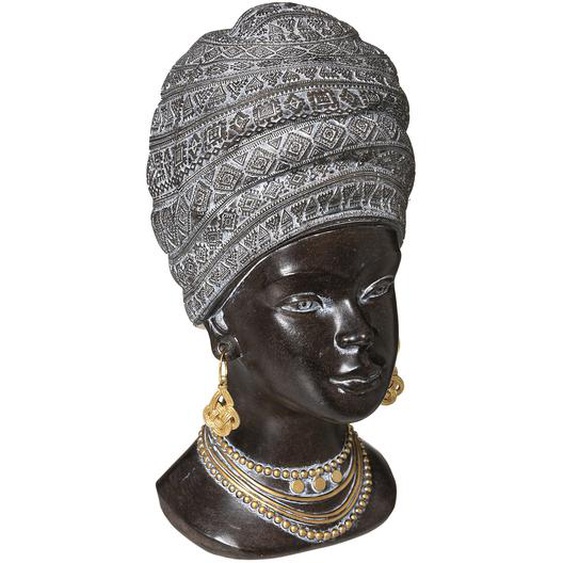Statuette tête de femme africaine, noir, H27,5 cm