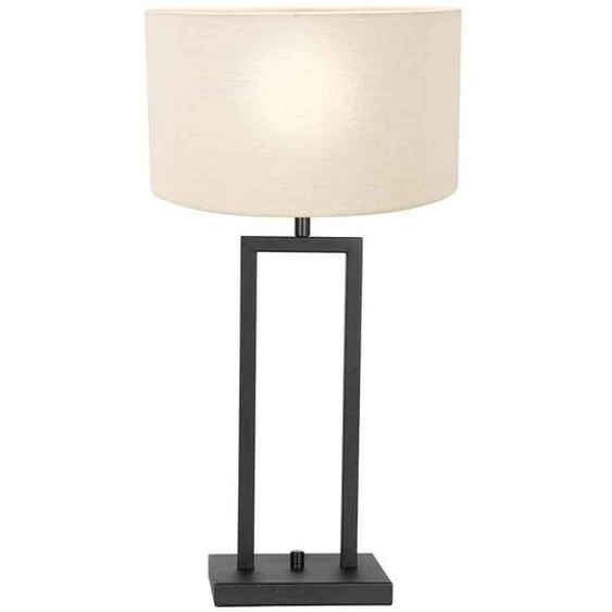 Lampe de table, textile blanc, noir mat, H 44 cm