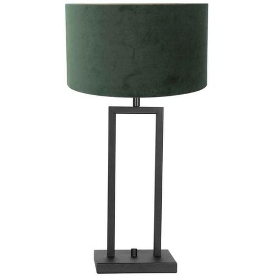 Steinhauer Lampe de table Stang 1 flamme noir mat avec abat-jour en tissu vert 17x17cm