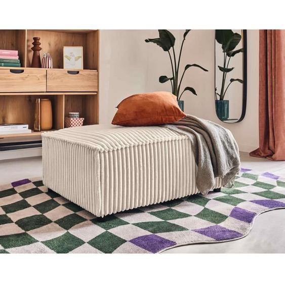 Stella - pouf - en velours côtelé grosses côtes - Blanc