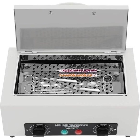 Stérilisateur à air chaud - Stérilisateur à chaleur sèche - 220 °C - 300 W - Appareil de table compact - Pour outils de manucure - Blanc