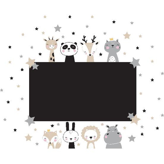 Sticker ardoise animaux scandinaves + 1 craie liquide blanche