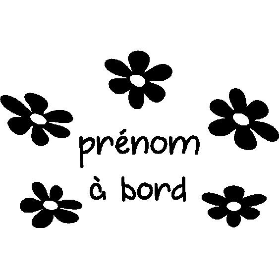 Sticker Bébé à bord personnalisable et ses fleurs