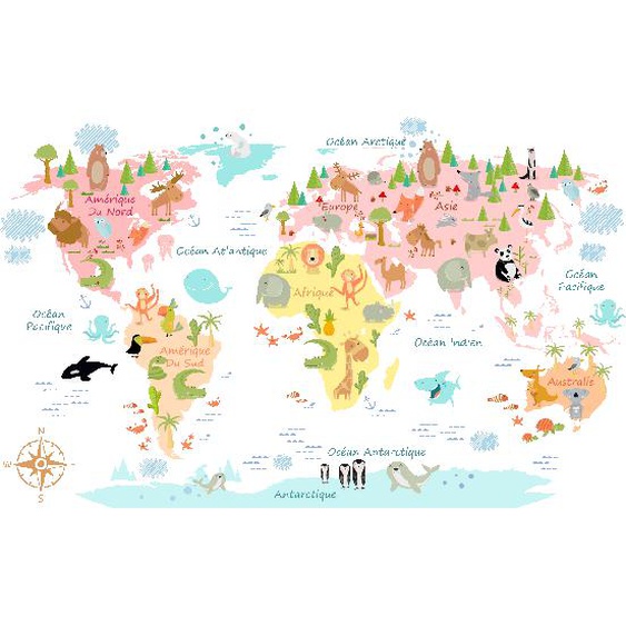 Sticker carte du monde bébé