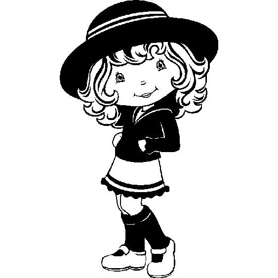 Sticker Charmante fille avec joli chapeau