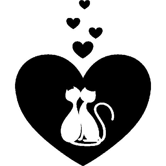 Sticker Chats amoureux dans le cœur