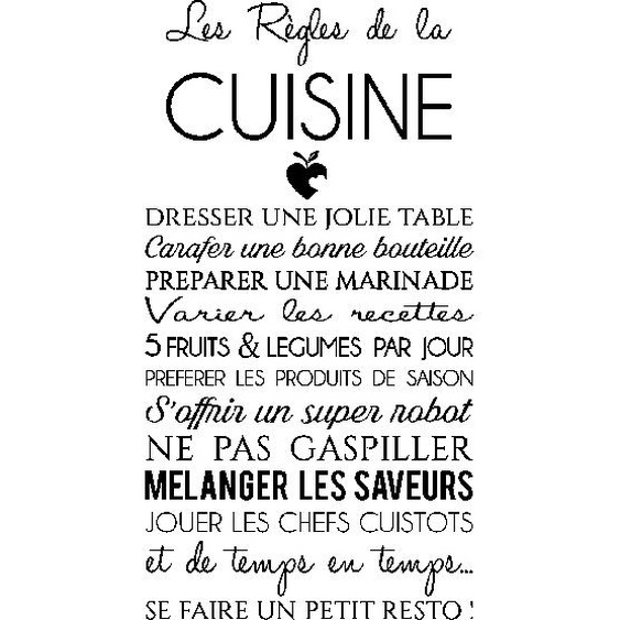 Sticker citation Les règles de la cuisine