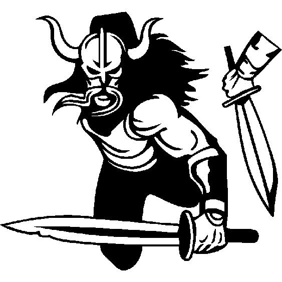 Sticker design Guerrier Vikings tenant un sabre