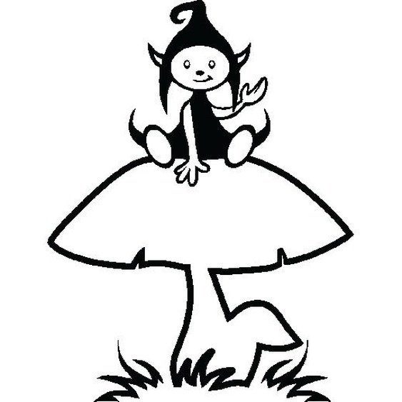 Sticker elfe sur une champignon